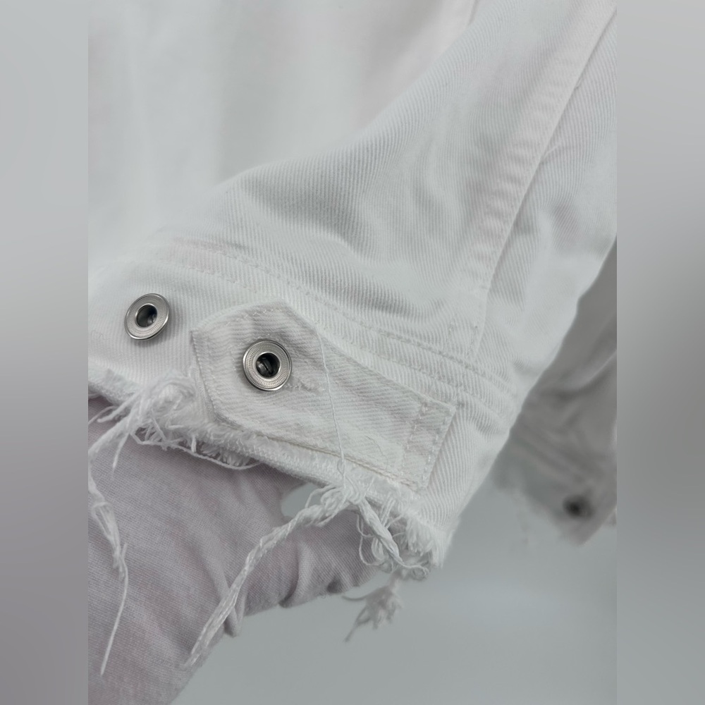 rag and bone White Destroyed denim jacket women Size Xs Oversized - Picture 10 of 13
